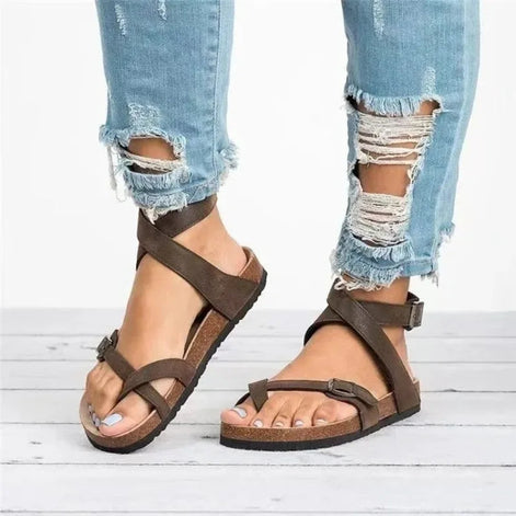 Tavirella Damen Sandalen mit Zehenriemen und Schnallenverschluss