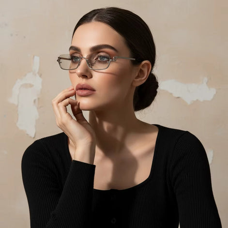 Olivessa Damen Sonnenbrille mit rechteckigem Metallrahmen