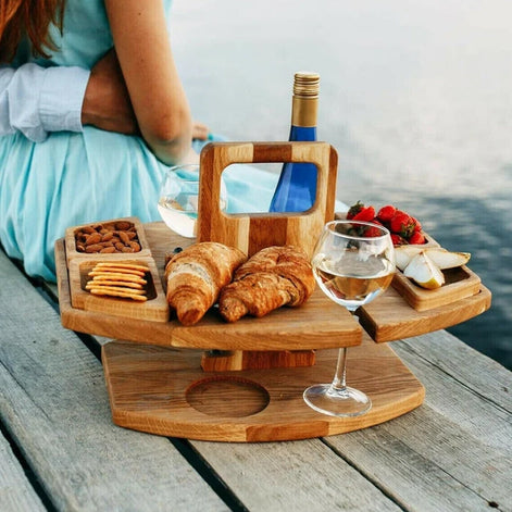 PortaWood Mini-Tisch – Tragbarer Holztisch mit Griff für Innen- und Picknicknutzung