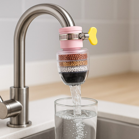 AquaFlex Wasserfilter für Wasserhahn mit 360° Drehbarer Düse