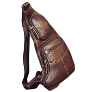 Corvian Schultertasche aus Leder mit mehreren Reißverschlussfächern und verstellbarem Gurt