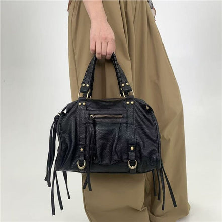 Ravina Schultertasche – Handtasche mit Reißverschluss, Doppelgriffen und verstellbarem Riemen
