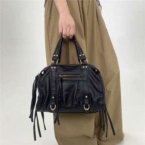 Ravina Schultertasche – Handtasche mit Reißverschluss, Doppelgriffen und verstellbarem Riemen