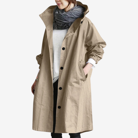 Damen Oversize Trenchcoat mit langen Ärmeln und Seitentaschen – Ardelisse