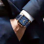 Ravaro Herrenuhr – Rechteckige Analoguhr mit Metallarmband