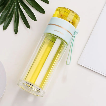 ThermoTea Glasflasche mit Edelstahl-Infuser