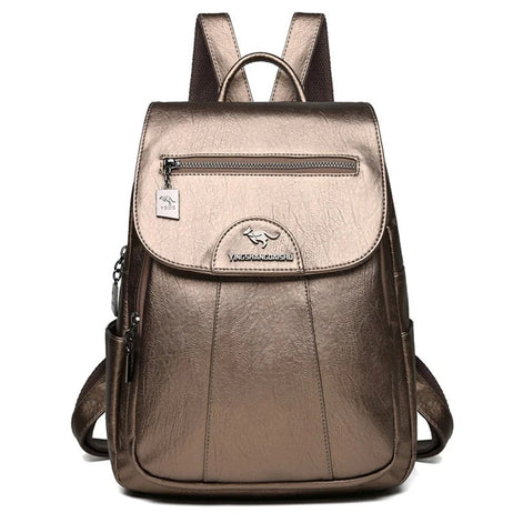 Velmora Damen Rucksack mit Überschlag und mehreren Fächern