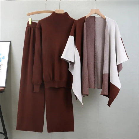 Norvella Strickset 3-teilig mit Pullover Hose und Schal für Alltag und Freizeit