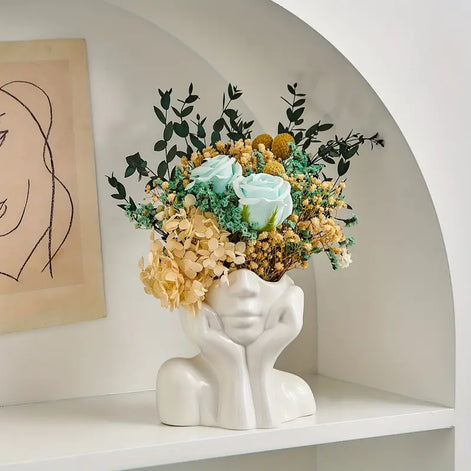 Arvella Keramikvase mit Gesichtsdesign für Dekoration und vielseitige Nutzung