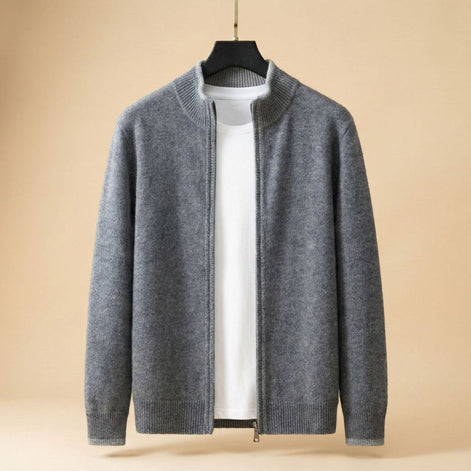 Larevo Herren Strickpullover mit Reißverschluss