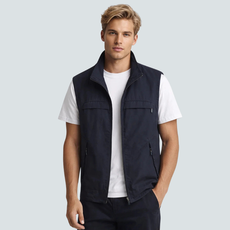 Varex Herren Utility Weste mit Stehkragen und Reißverschluss