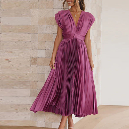 Elvara Kleid – Damen ärmelloses V-Ausschnitt Kleid aus Polyester