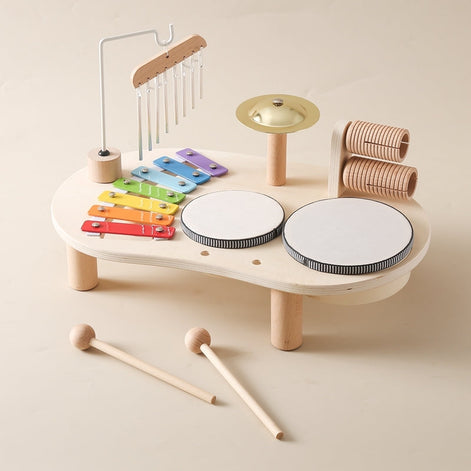 Sonvara Kinder Musikspielzeug Tisch mit Xylofon und Trommeln