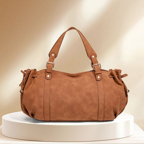 Schultertasche aus Wildleder mit verstellbarem Gurt und Reißverschluss