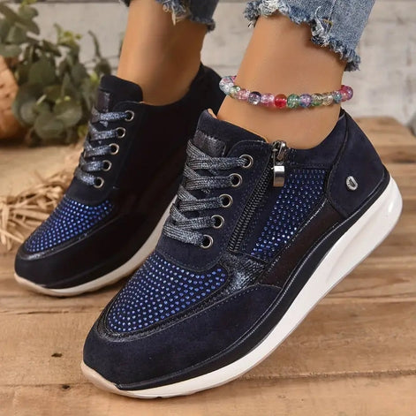 Veloria Damen Sneaker mit Seitlichem Reißverschluss und Rutschhemmender Sohle