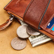 Veltrano Geldbörse Herren kompakt Leder RFID Schutz Reißverschluss Kartenfächer