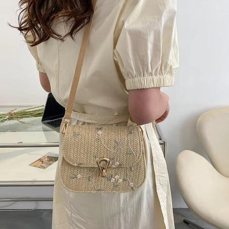 Elinora Schultertasche mit Blumenmuster und verstellbarem Gurt