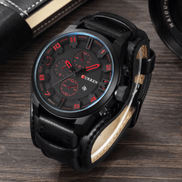 Calvero Herren Armbanduhr mit Lederarmband und Quarzwerk