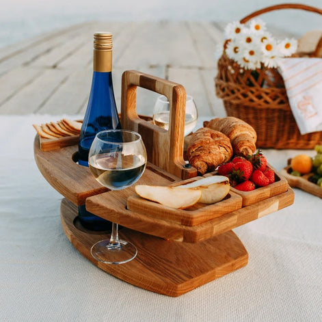 PortaWood Mini-Tisch – Tragbarer Holztisch mit Griff für Innen- und Picknicknutzung