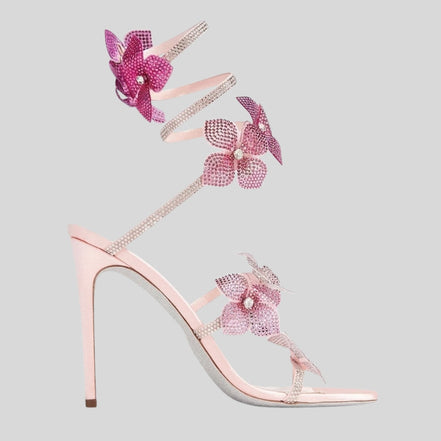 Florencia Damen Sandalen mit Knöchelriemen und floralem Detail