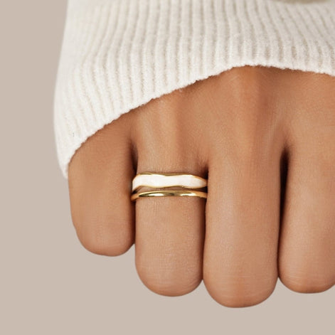 Veloura Damenring mit offenem Wellen-Design