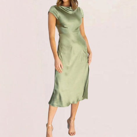 Almira Kleid – Damen ärmelloses Kleid mit Rundhals, Wickeloptik und lockerem Schnitt