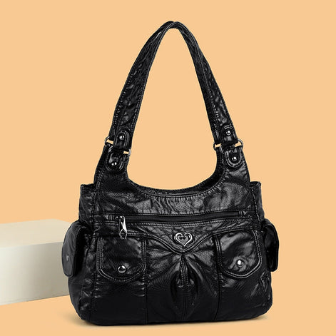 Renvara Schultertasche mit Reißverschluss und mehreren Fächern