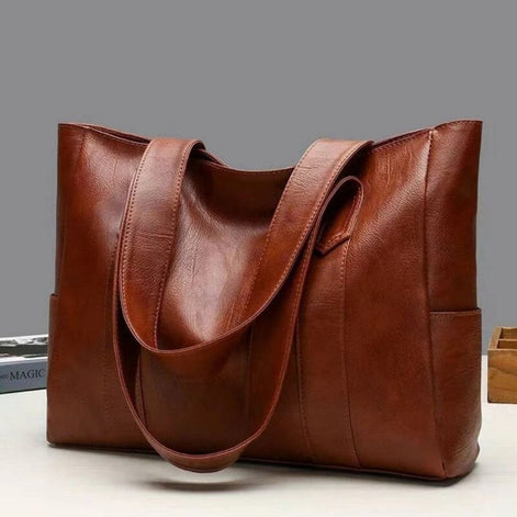 Ravello Schultertasche Damen aus Leder mit großem Hauptfach und breiten Trägern