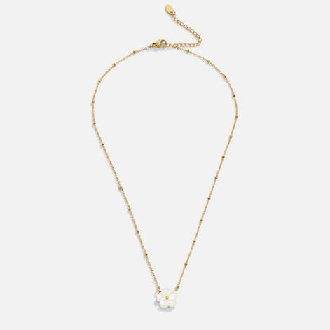 Floravelle Damen Halskette mit floralem Anhänger und Perlendetail