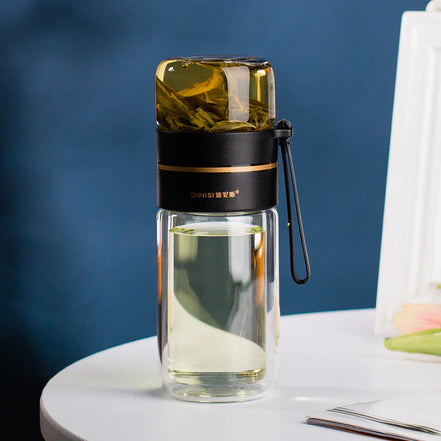 ThermoTea Glasflasche mit Edelstahl-Infuser