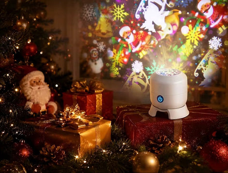 Weihnachtsprojektor mit rotierenden Schneeflocken und 360° Lichtprojektion – Schnevoria