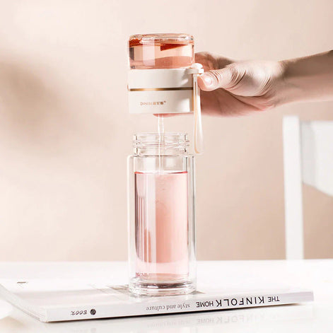 ThermoTea Glasflasche mit Edelstahl-Infuser