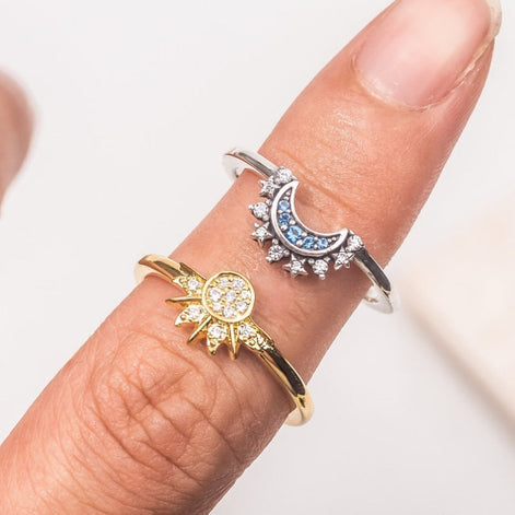 Solunara Damenring Set mit Sonnen- und Monddesign