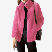 Damen Fleecejacke mit Stehkragen, Reißverschluss und Seitentaschen – Veloura