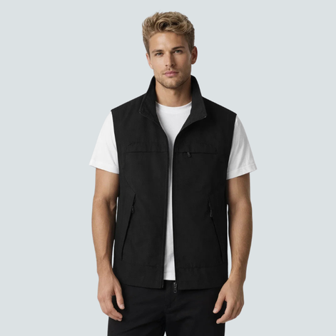 Varex Herren Utility Weste mit Stehkragen und Reißverschluss