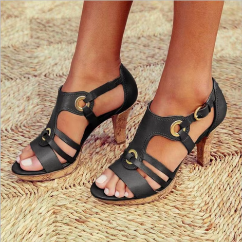 Elviera Damen Sandalen mit Absatz und Schnallenriemen