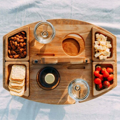PortaWood Mini-Tisch – Tragbarer Holztisch mit Griff für Innen- und Picknicknutzung