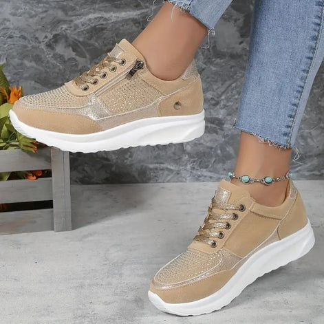 Veloria Damen Sneaker mit Seitlichem Reißverschluss und Rutschhemmender Sohle