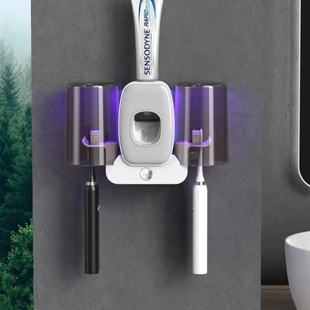 CleanDock Pro Zahnbürstenhalter – Wandmontage mit integrierter Zahnpastaspender-Funktion