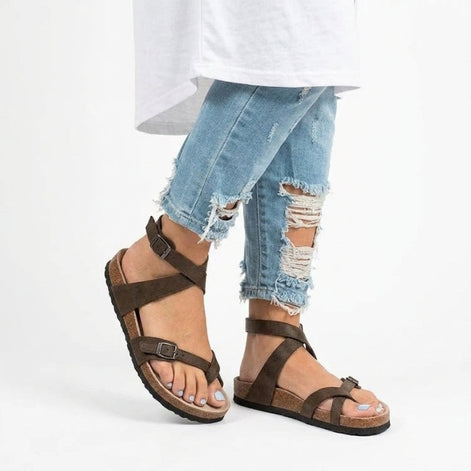 Tavirella Damen Sandalen mit Zehenriemen und Schnallenverschluss