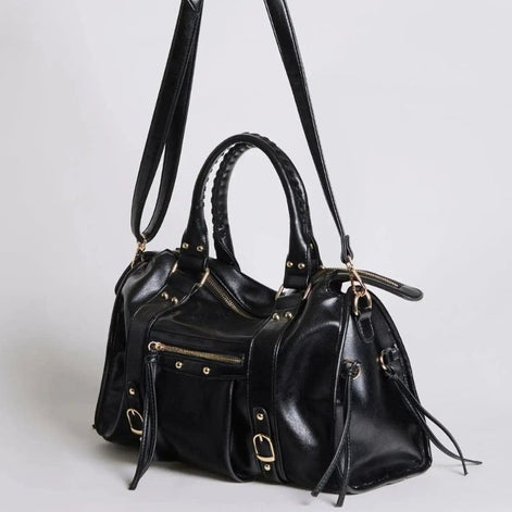 Ravina Schultertasche – Handtasche mit Reißverschluss, Doppelgriffen und verstellbarem Riemen
