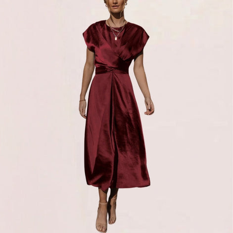 Almira Kleid – Damen ärmelloses Kleid mit Rundhals, Wickeloptik und lockerem Schnitt