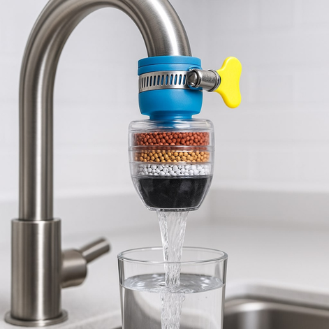 AquaFlex Wasserfilter für Wasserhahn mit 360° Drehbarer Düse
