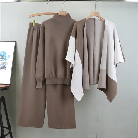 Norvella Strickset 3-teilig mit Pullover Hose und Schal für Alltag und Freizeit