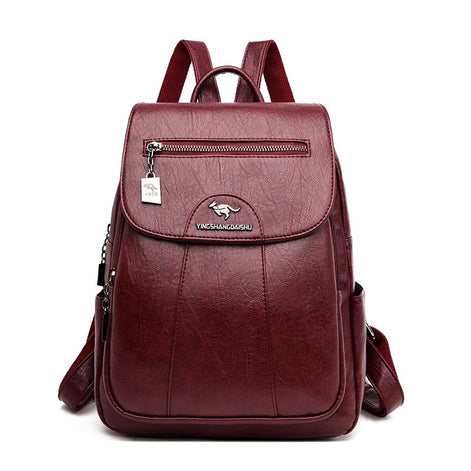 Velmora Damen Rucksack mit Überschlag und mehreren Fächern