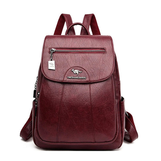 Velmora Damen Rucksack mit Überschlag und mehreren Fächern