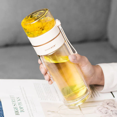 ThermoTea Glasflasche mit Edelstahl-Infuser