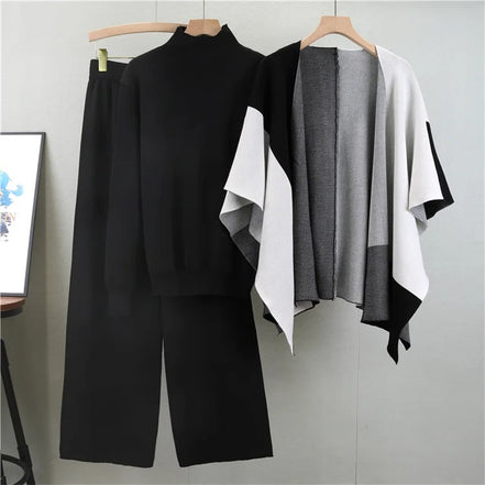 Norvella Strickset 3-teilig mit Pullover Hose und Schal für Alltag und Freizeit