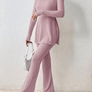 Elegantes Zweiteiler-Set – Rundhals-Oberteil und Hose