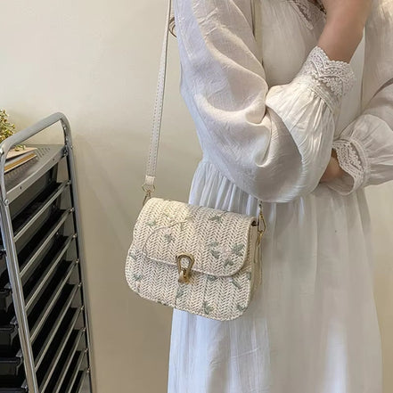 Elinora Schultertasche mit Blumenmuster und verstellbarem Gurt